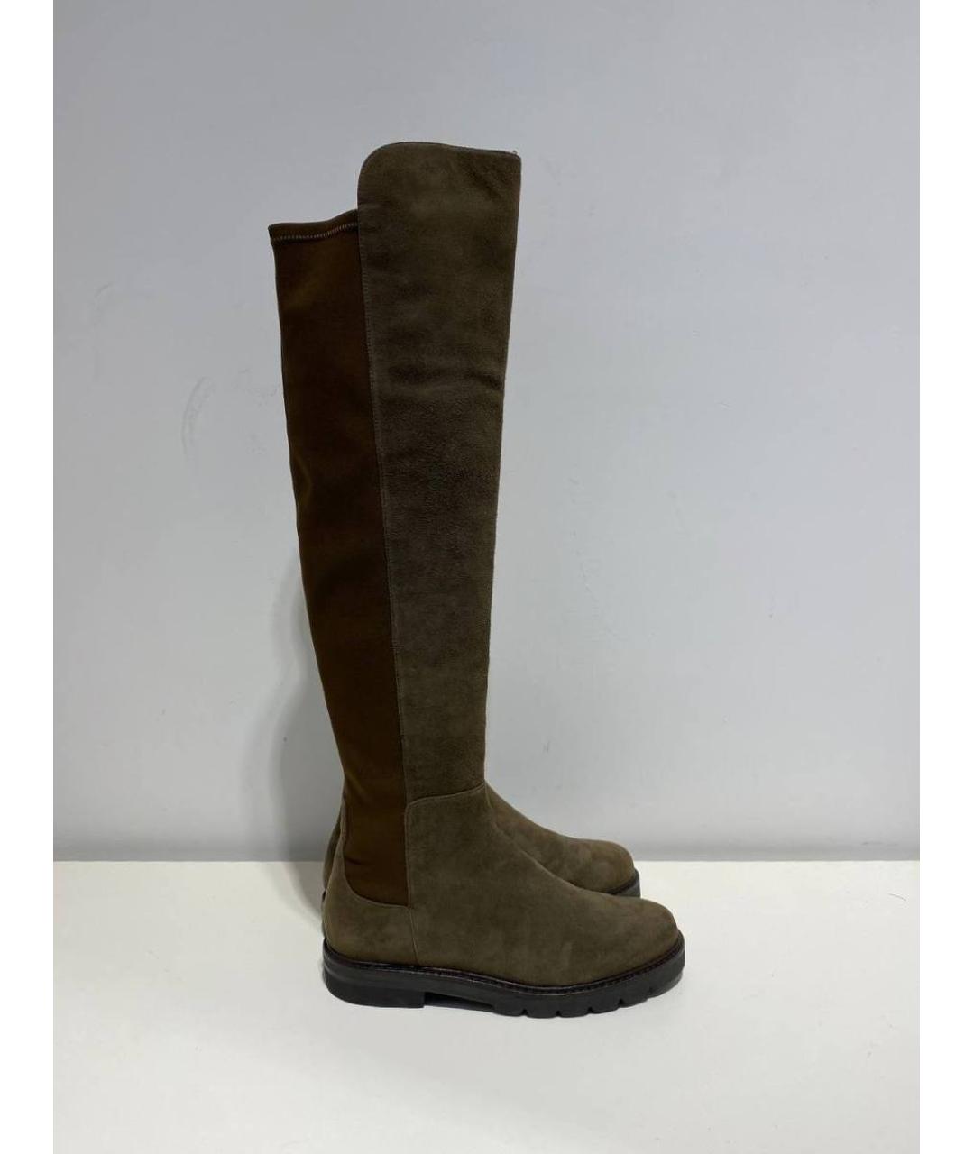 STUART WEITZMAN Коричневые замшевые сапоги, фото 2
