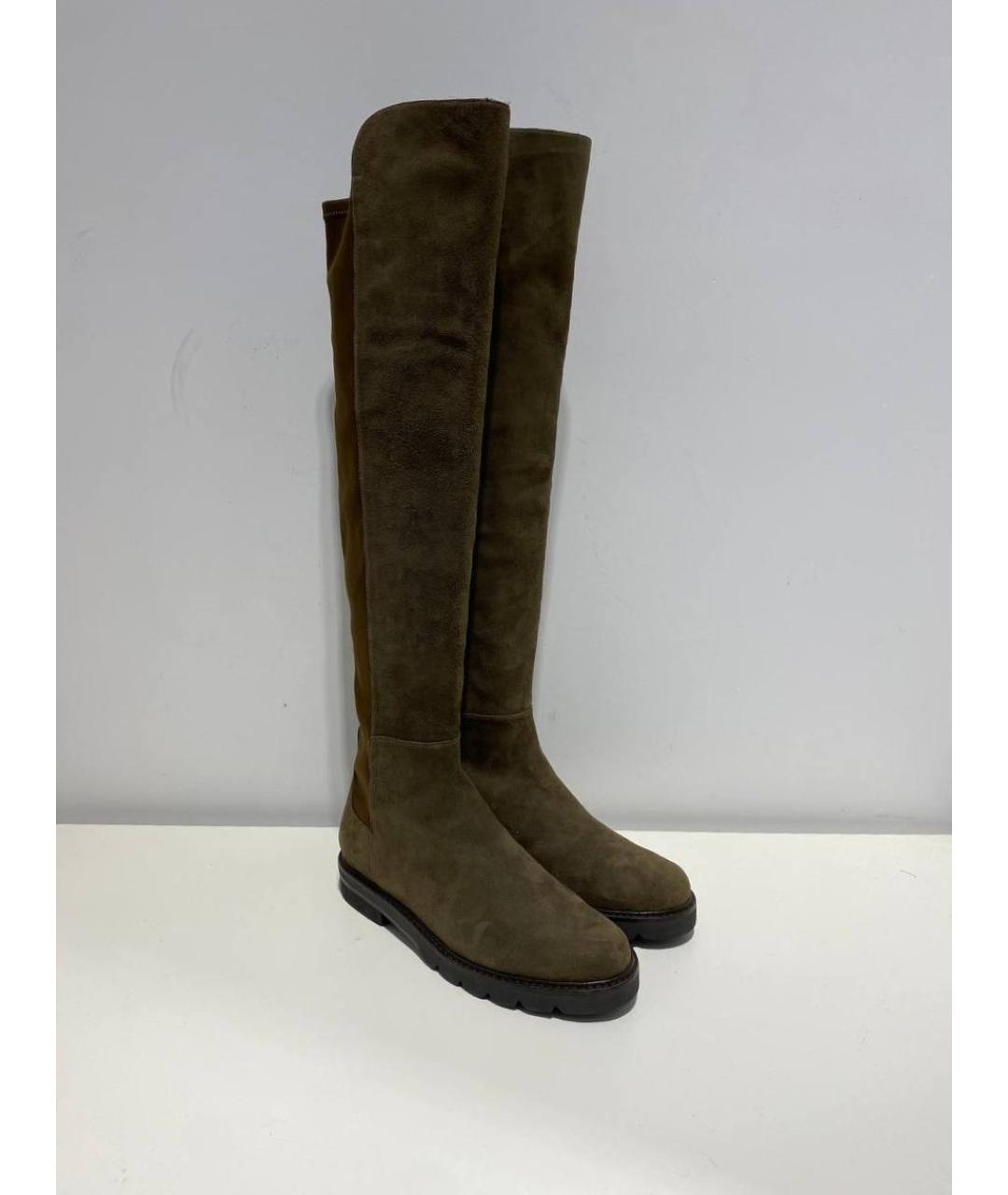 STUART WEITZMAN Коричневые замшевые сапоги, фото 4