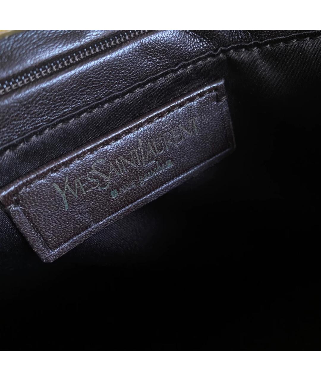 SAINT LAURENT Бежевая тканевая сумка с короткими ручками, фото 5