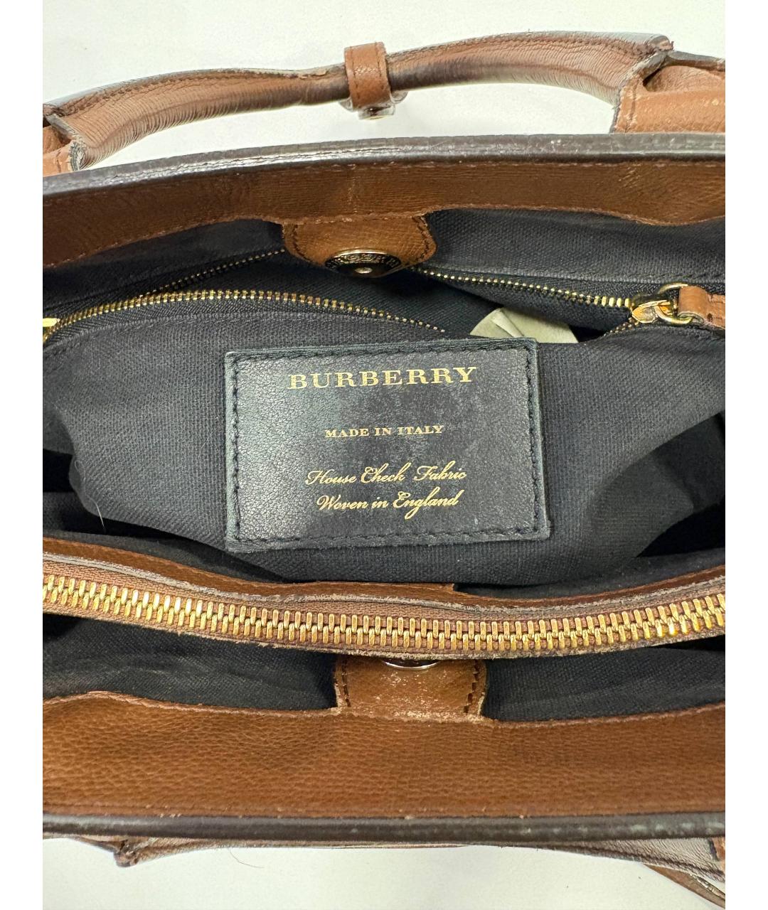 BURBERRY Коричневая кожаная сумка с короткими ручками, фото 4