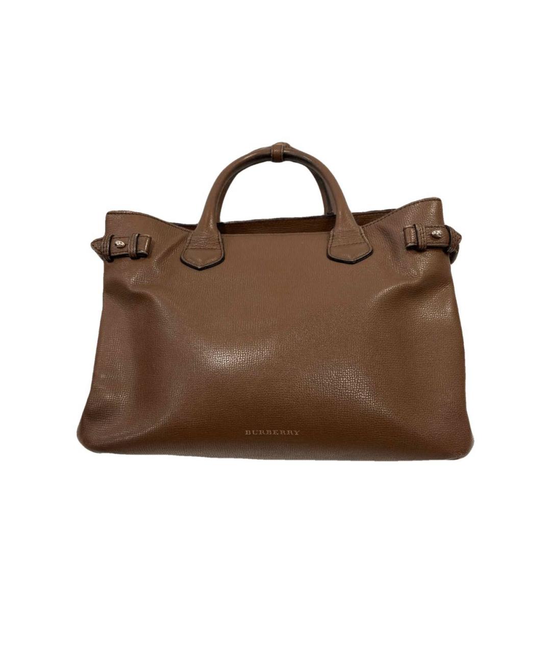 BURBERRY Коричневая кожаная сумка с короткими ручками, фото 10