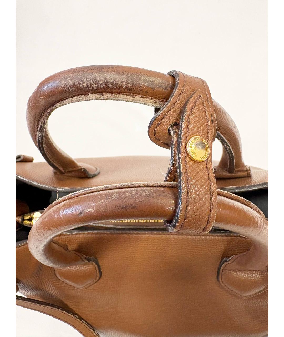 BURBERRY Коричневая кожаная сумка с короткими ручками, фото 9