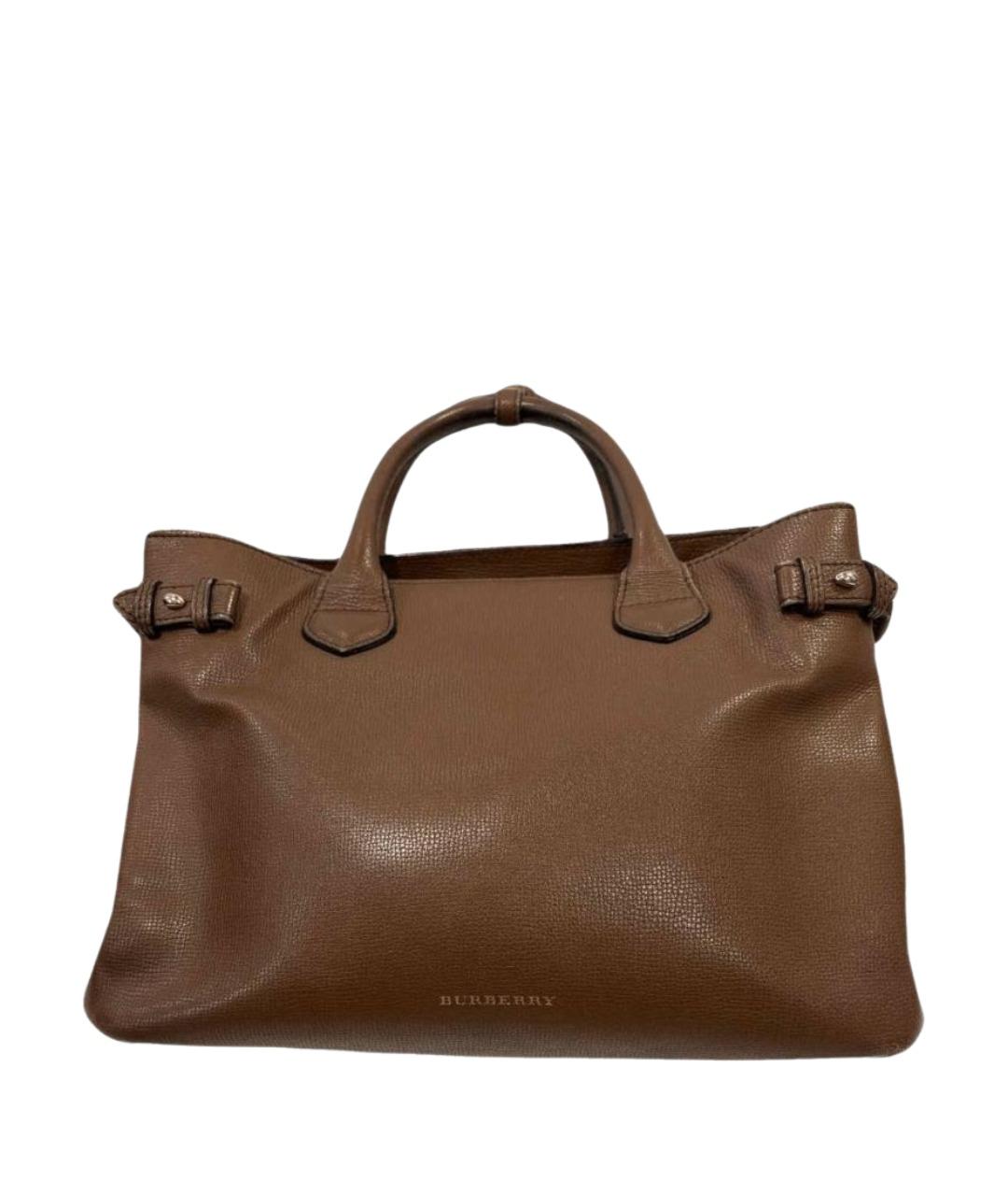BURBERRY Коричневая кожаная сумка с короткими ручками, фото 1