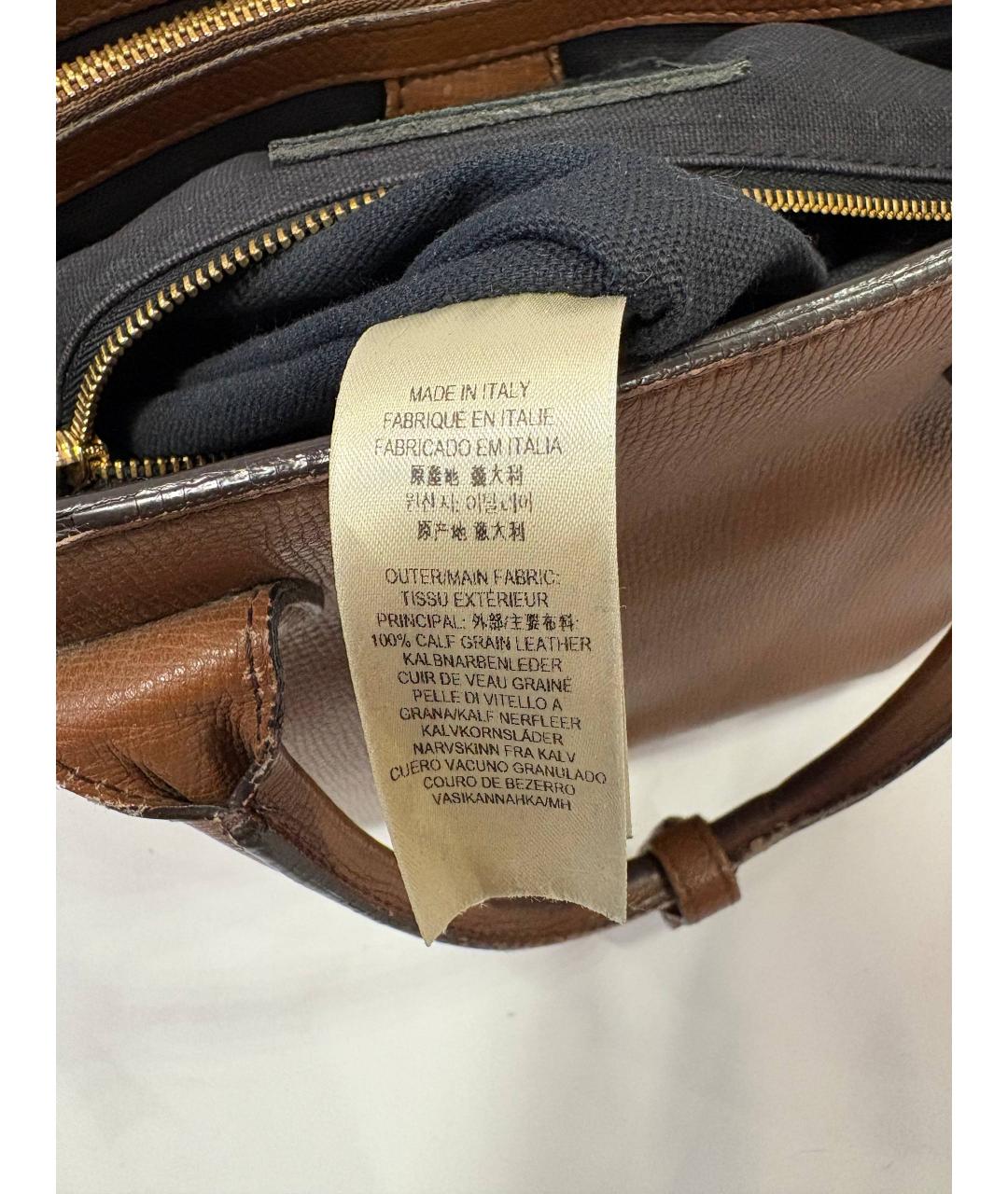 BURBERRY Коричневая кожаная сумка с короткими ручками, фото 7