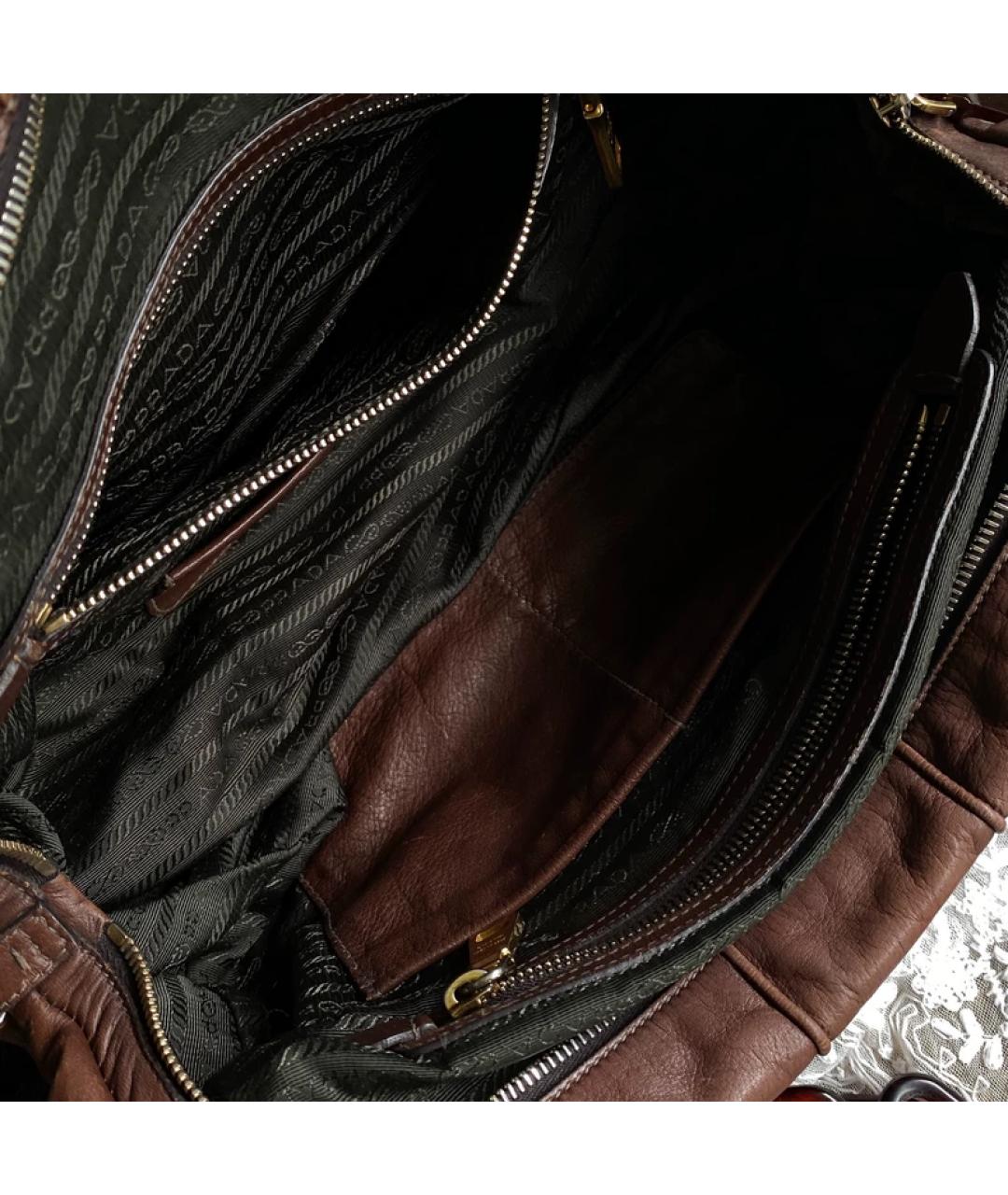 PRADA Коричневая сумка с короткими ручками, фото 4