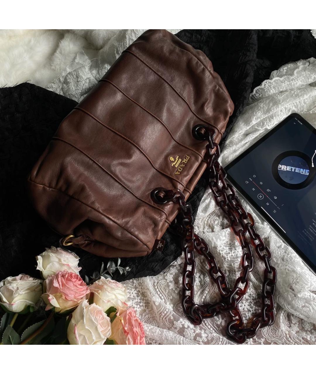 PRADA Коричневая сумка с короткими ручками, фото 10