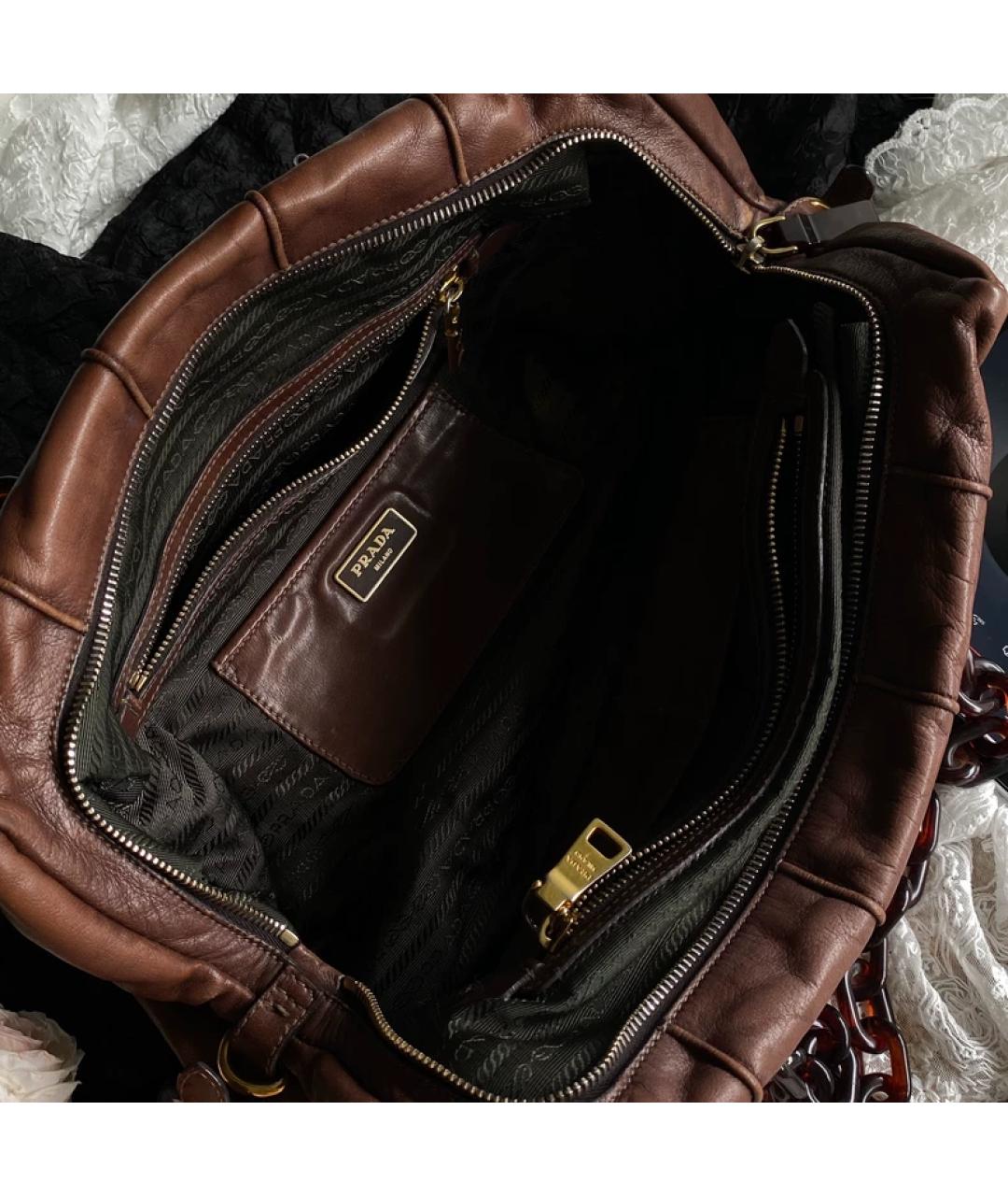 PRADA Коричневая сумка с короткими ручками, фото 9