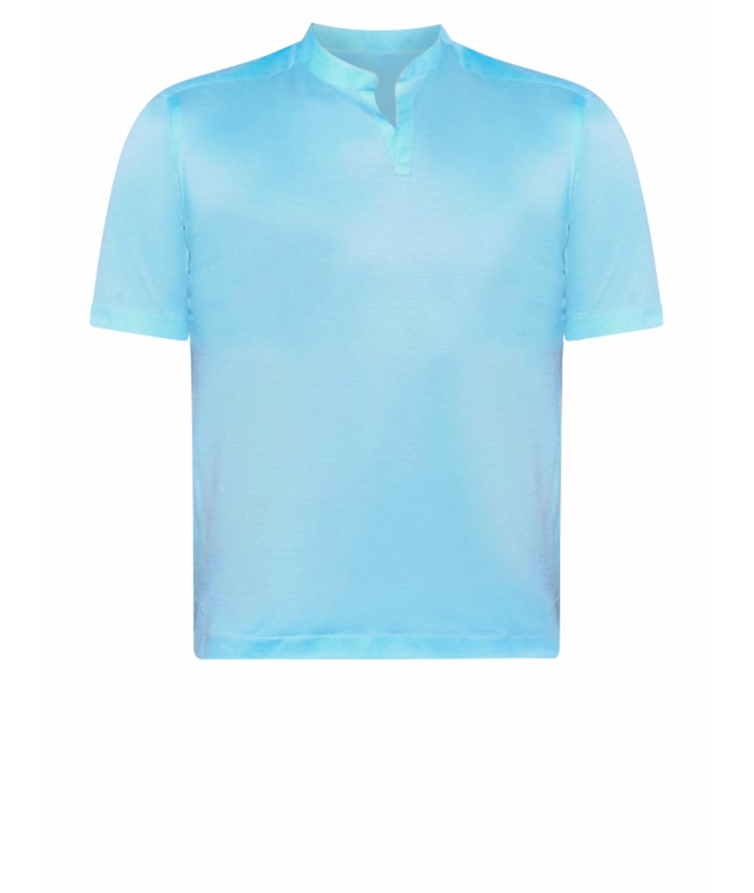 KITON Голубое хлопковое поло с коротким рукавом, фото 1