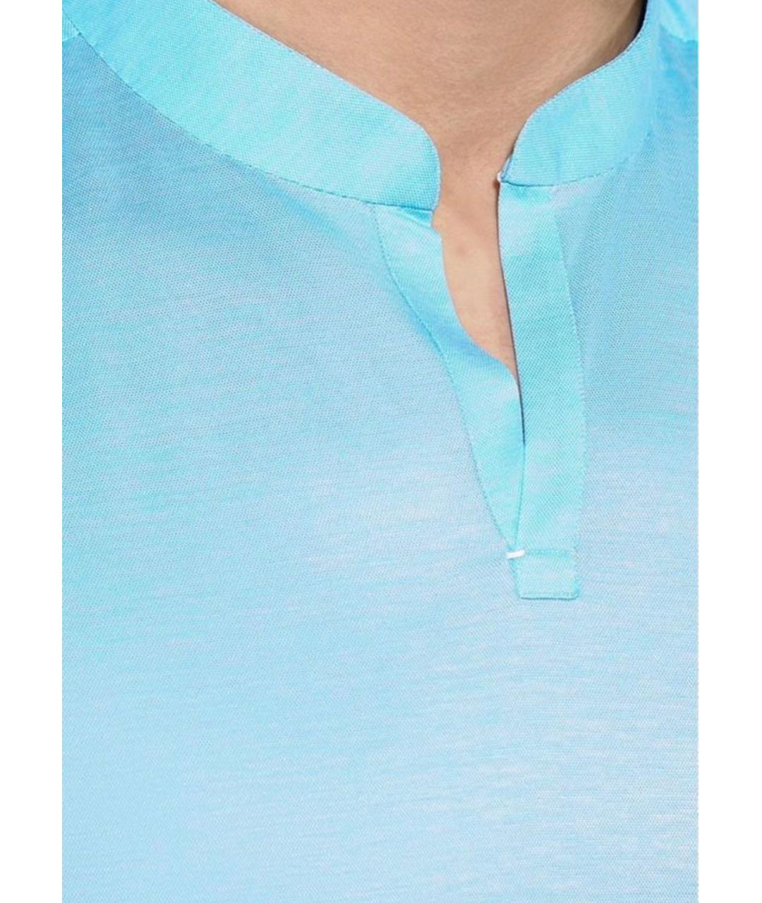 KITON Голубое хлопковое поло с коротким рукавом, фото 3