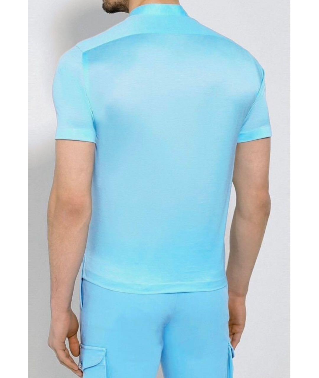 KITON Голубое хлопковое поло с коротким рукавом, фото 2