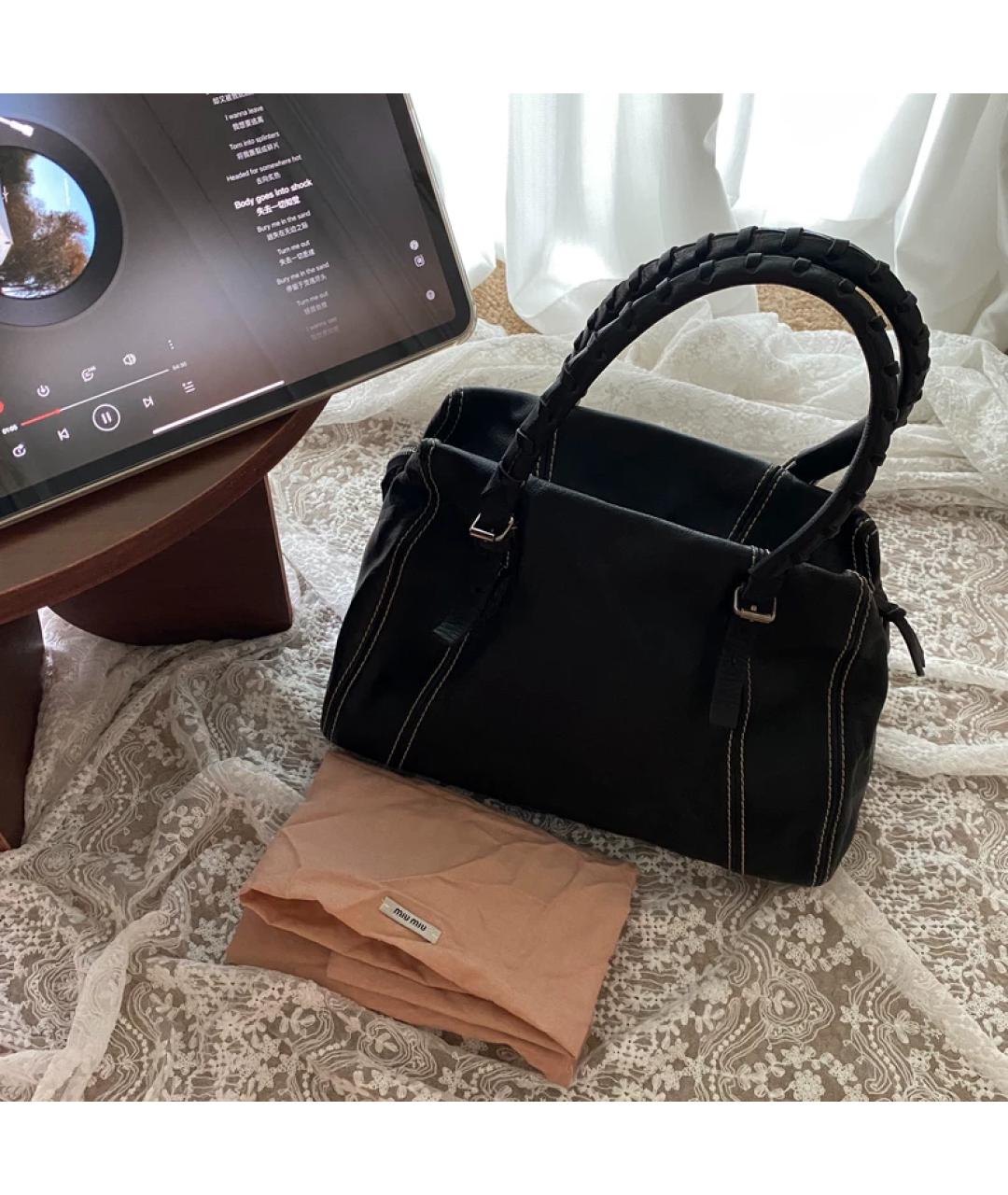 MIU MIU Черная кожаная сумка с короткими ручками, фото 8