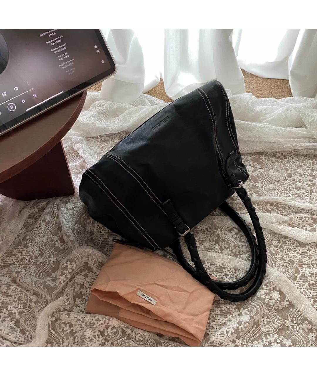 MIU MIU Черная кожаная сумка с короткими ручками, фото 7