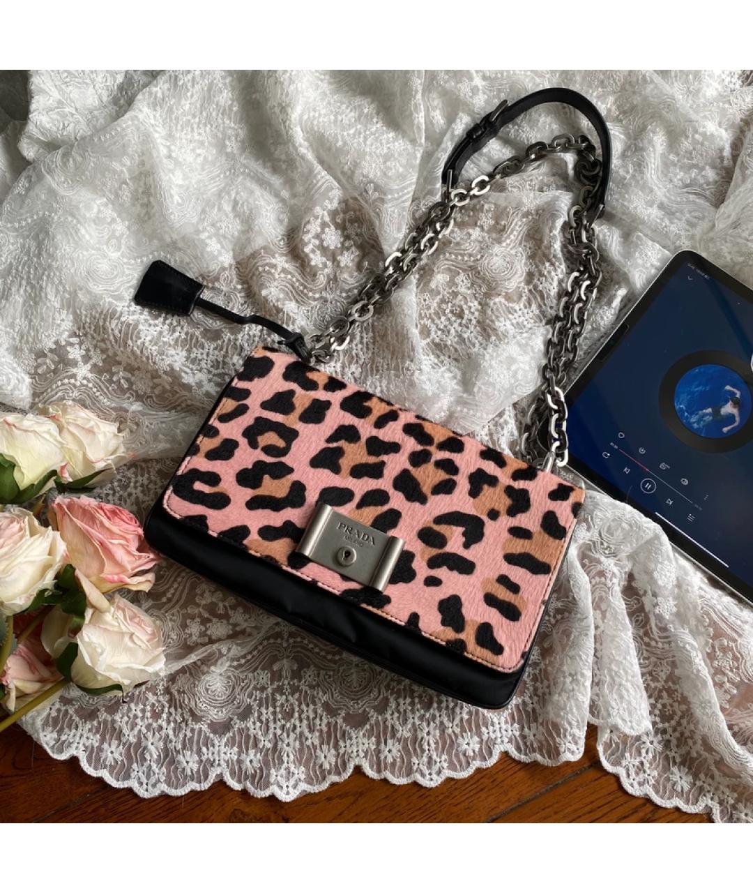 PRADA Розовая кожаная сумка с короткими ручками, фото 8