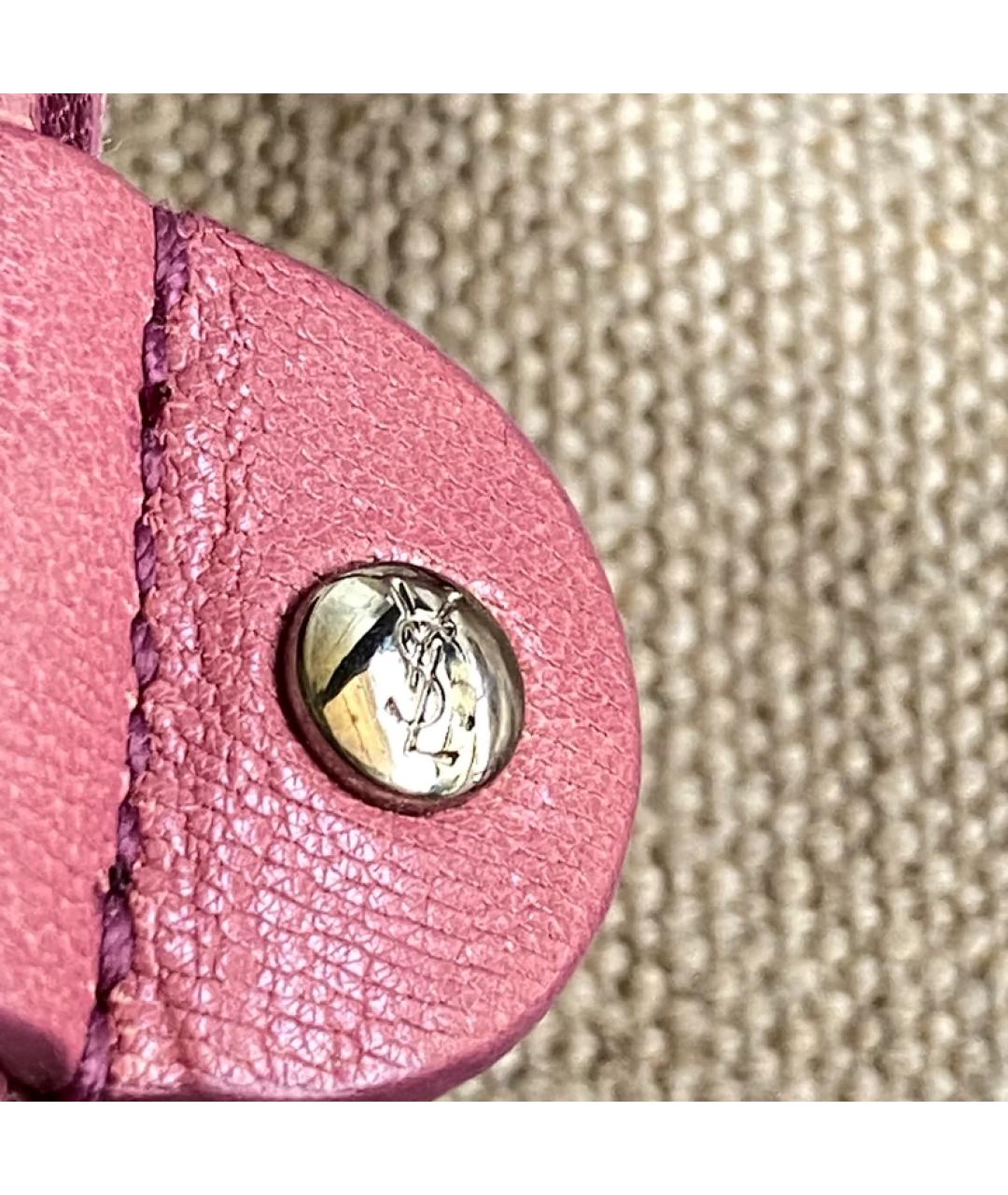 SAINT LAURENT Розовая пелетеная сумка с короткими ручками, фото 2