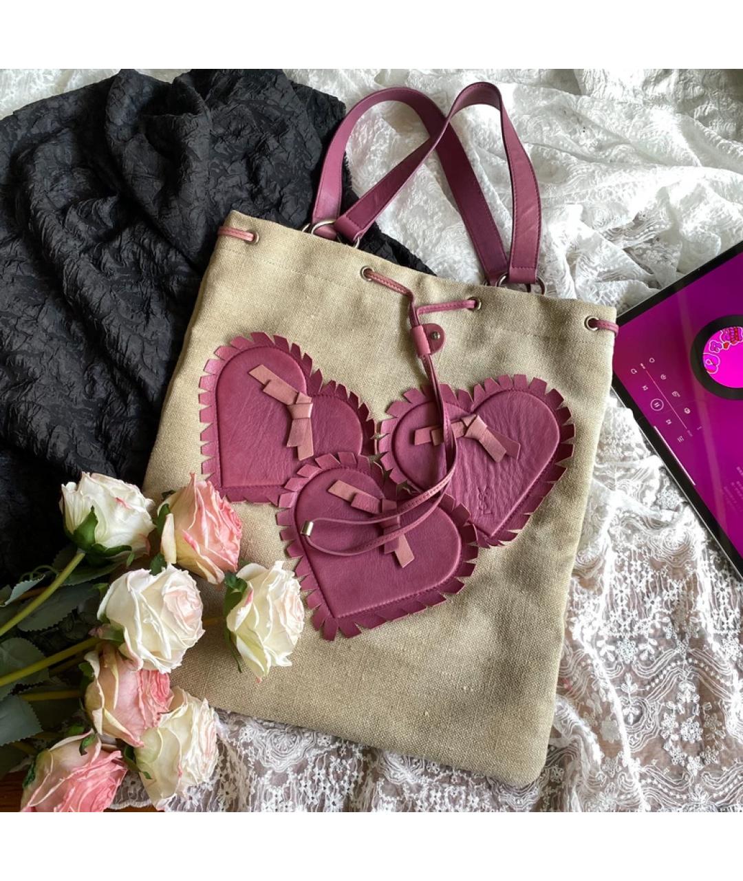 SAINT LAURENT Розовая пелетеная сумка с короткими ручками, фото 8