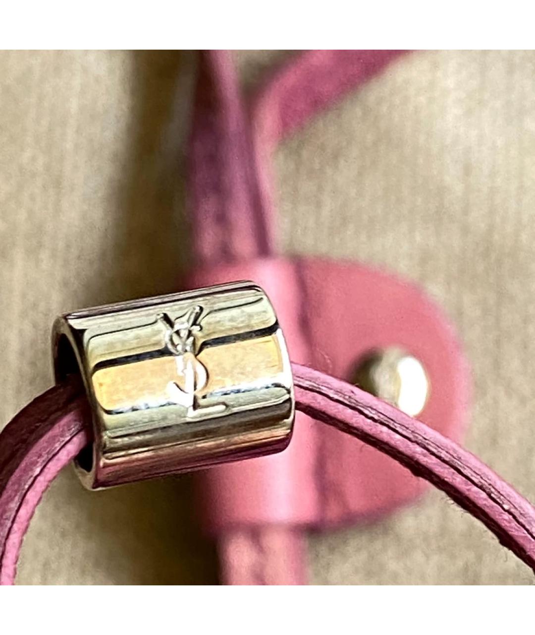 SAINT LAURENT Розовая пелетеная сумка с короткими ручками, фото 3