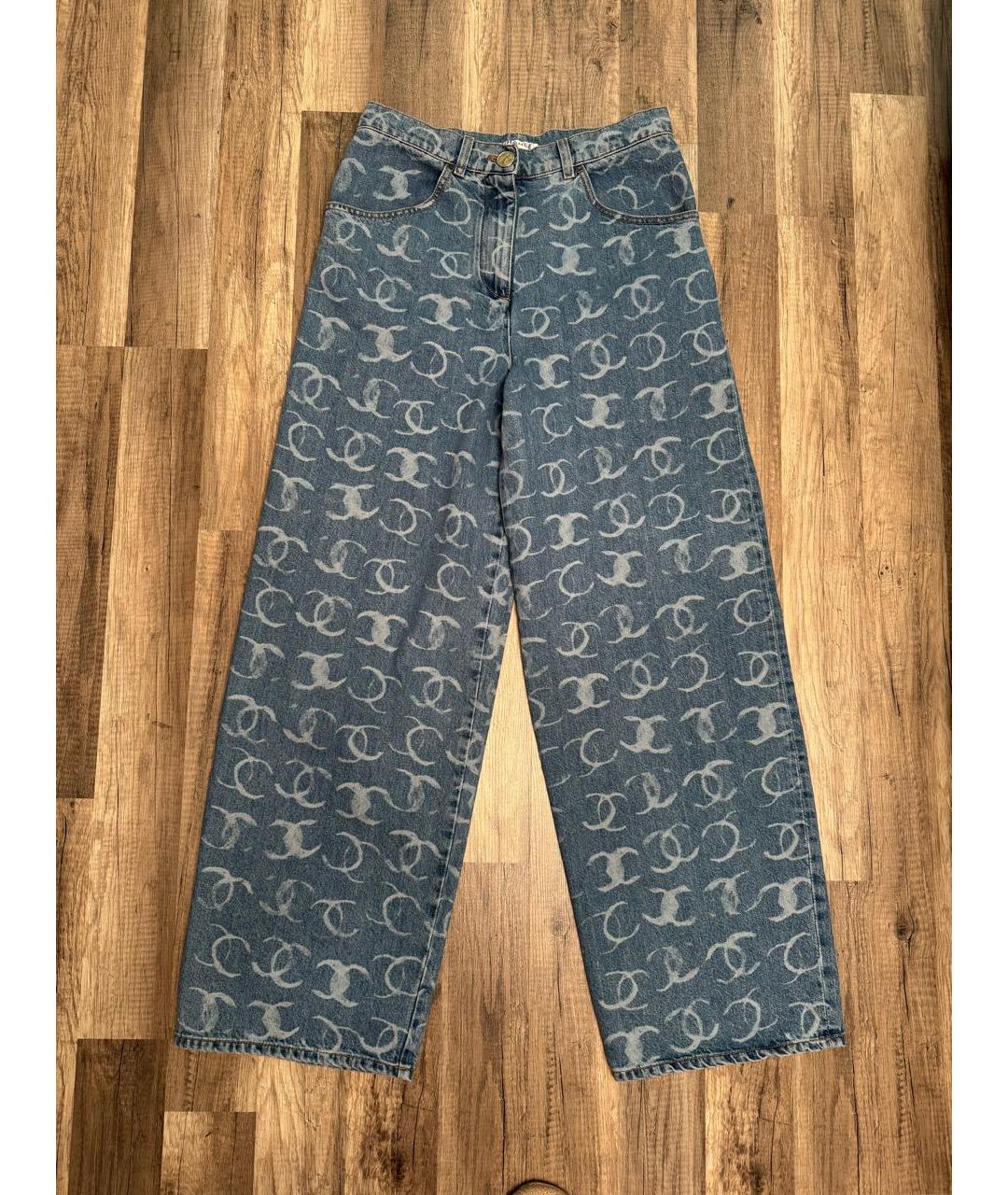 CHANEL Голубые хлопковые прямые джинсы, фото 4