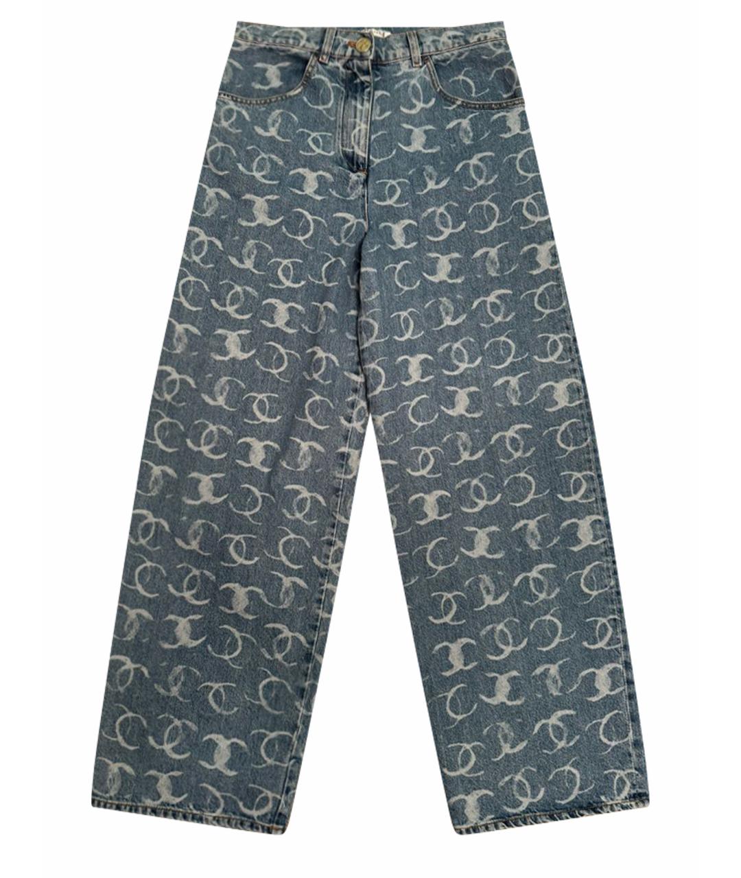 CHANEL Голубые хлопковые прямые джинсы, фото 1
