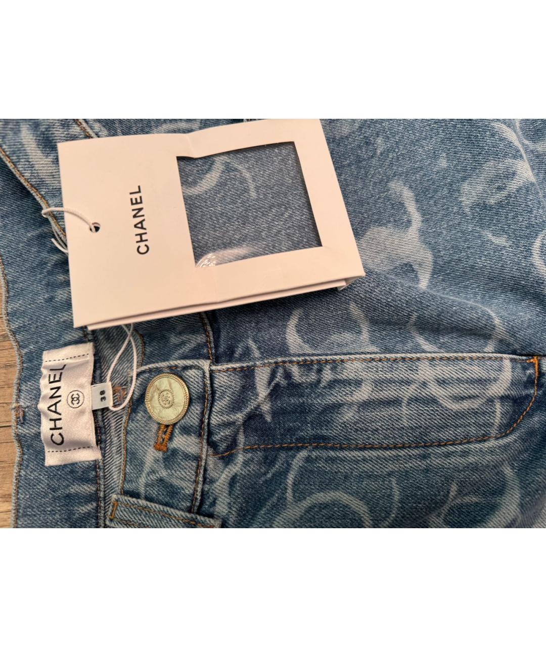 CHANEL Голубые хлопковые прямые джинсы, фото 3