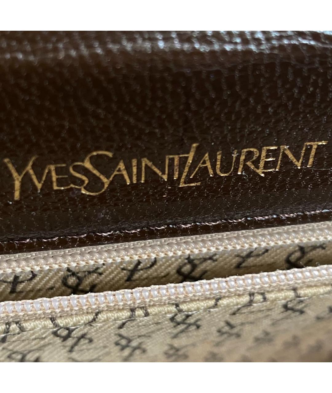 SAINT LAURENT Коричневая кожаная сумка с короткими ручками, фото 6