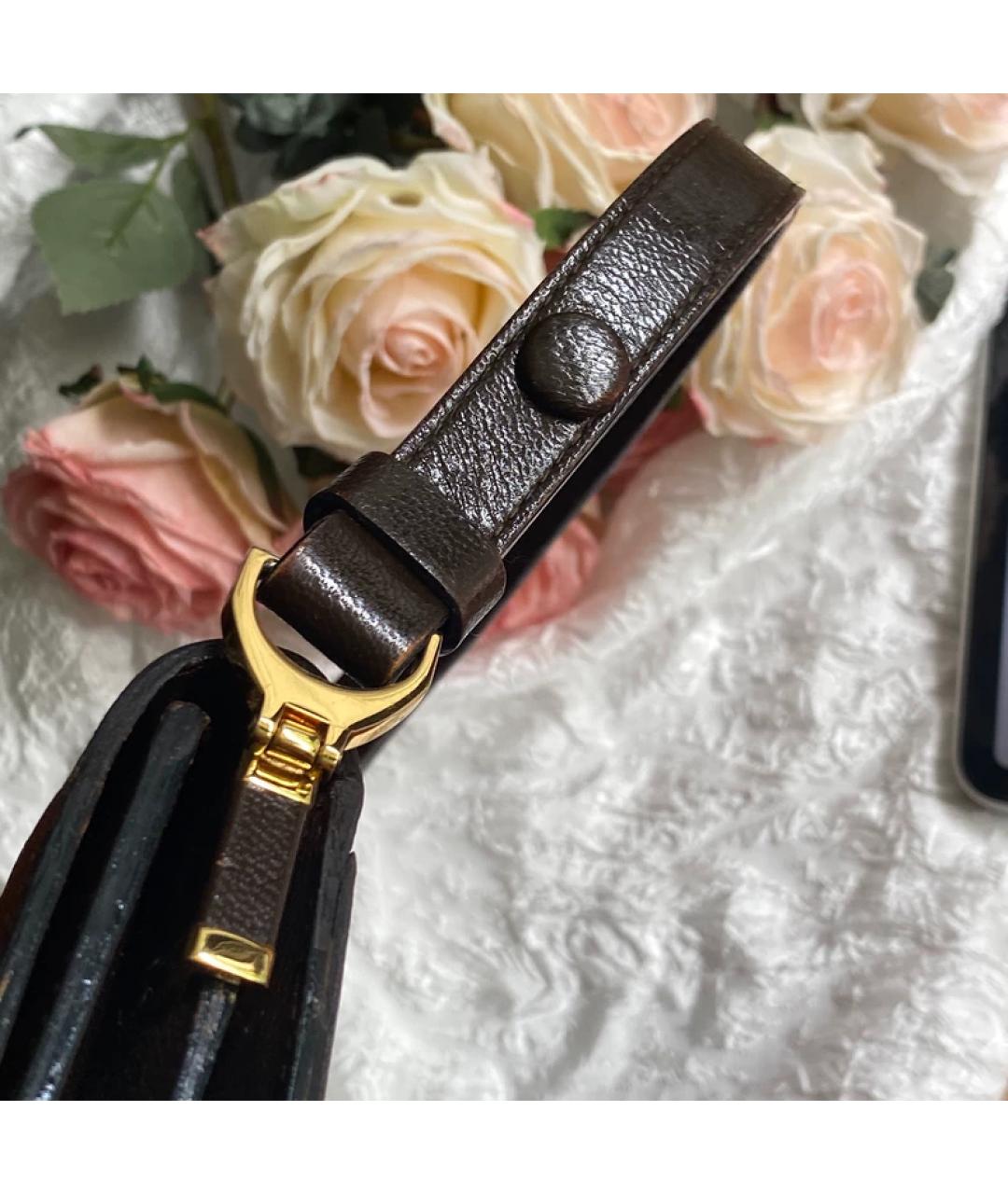 SAINT LAURENT Коричневая кожаная сумка с короткими ручками, фото 2