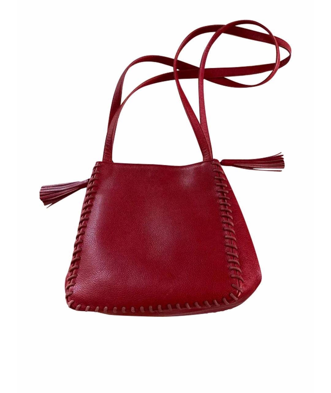 SAINT LAURENT Красная кожаная сумка с короткими ручками, фото 1