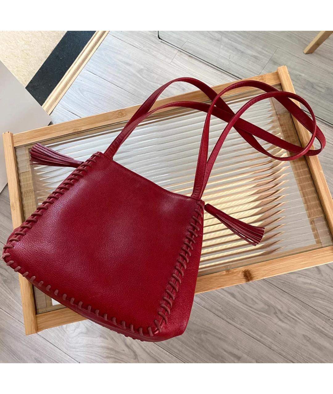 SAINT LAURENT Красная кожаная сумка с короткими ручками, фото 7