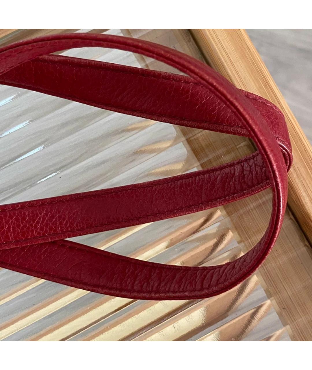 SAINT LAURENT Красная кожаная сумка с короткими ручками, фото 2