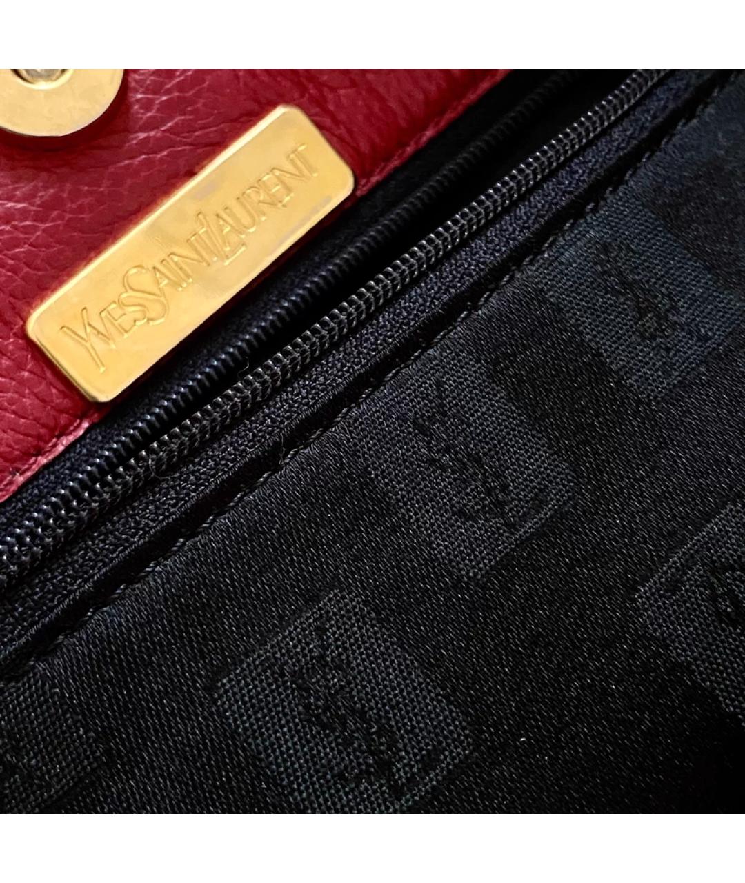 SAINT LAURENT Красная кожаная сумка с короткими ручками, фото 3