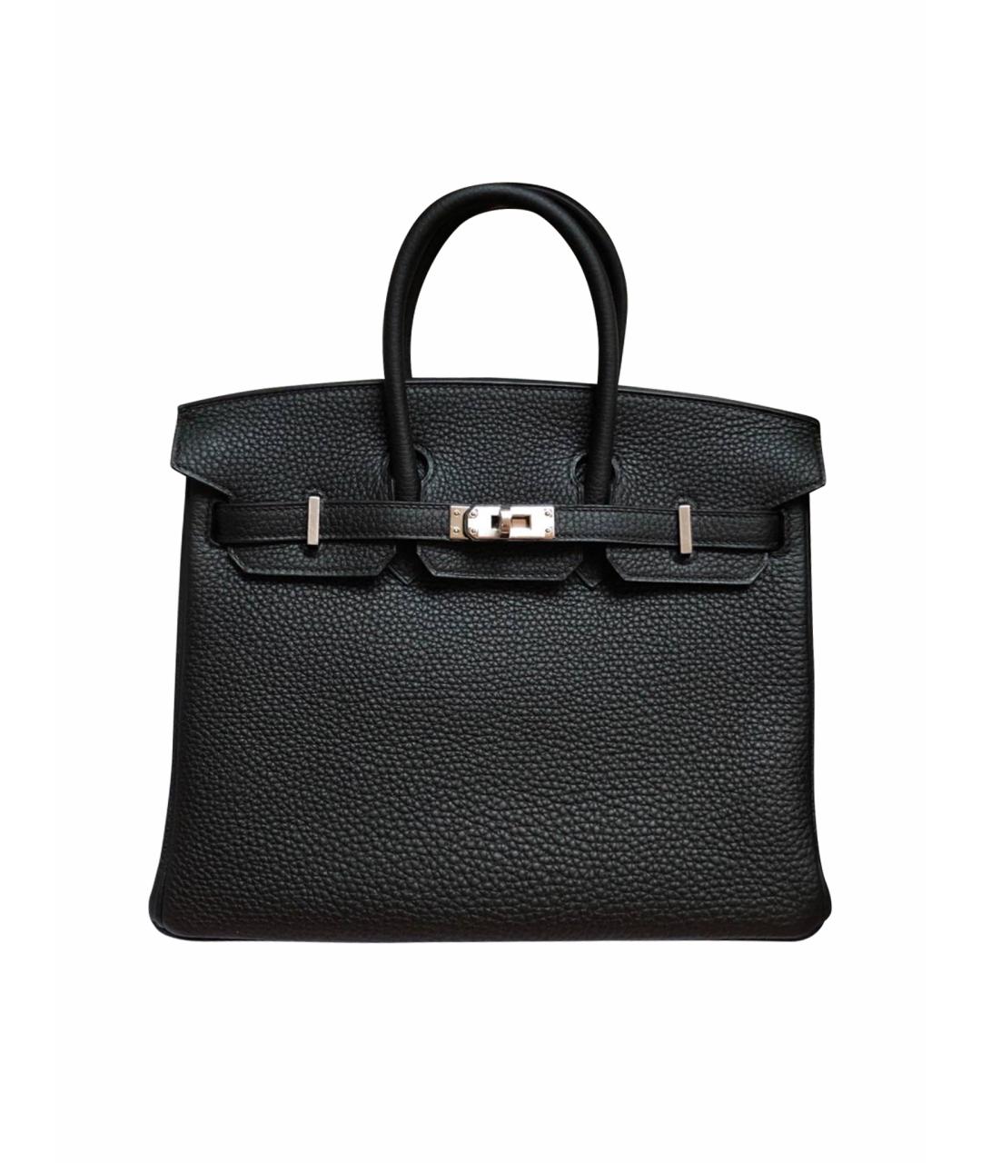 HERMES Черная кожаная сумка с короткими ручками, фото 1
