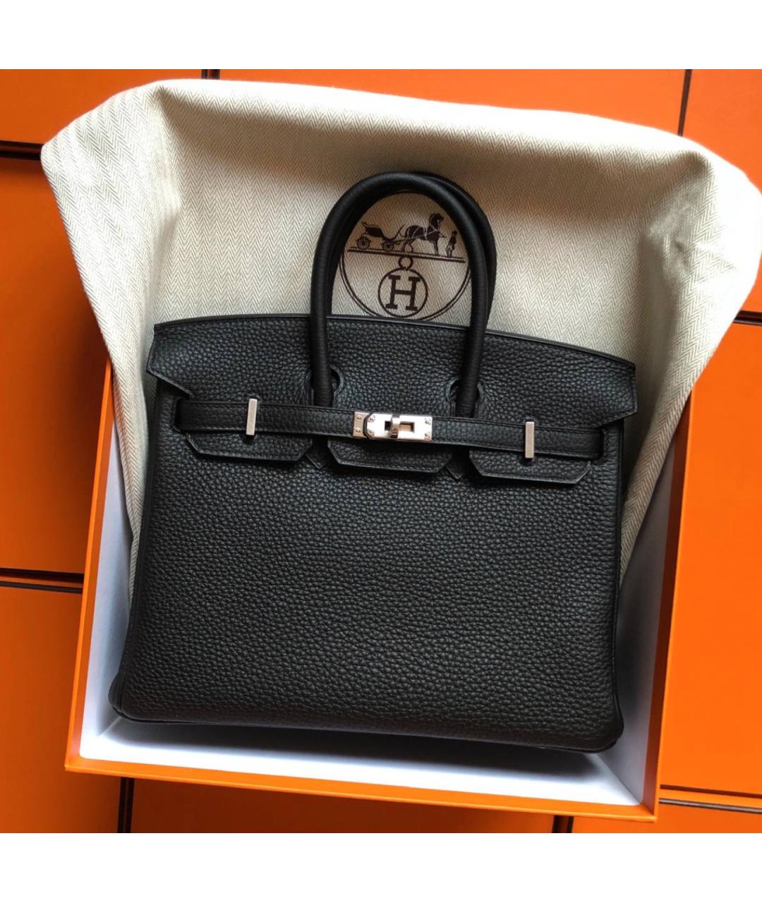 HERMES Черная кожаная сумка с короткими ручками, фото 2