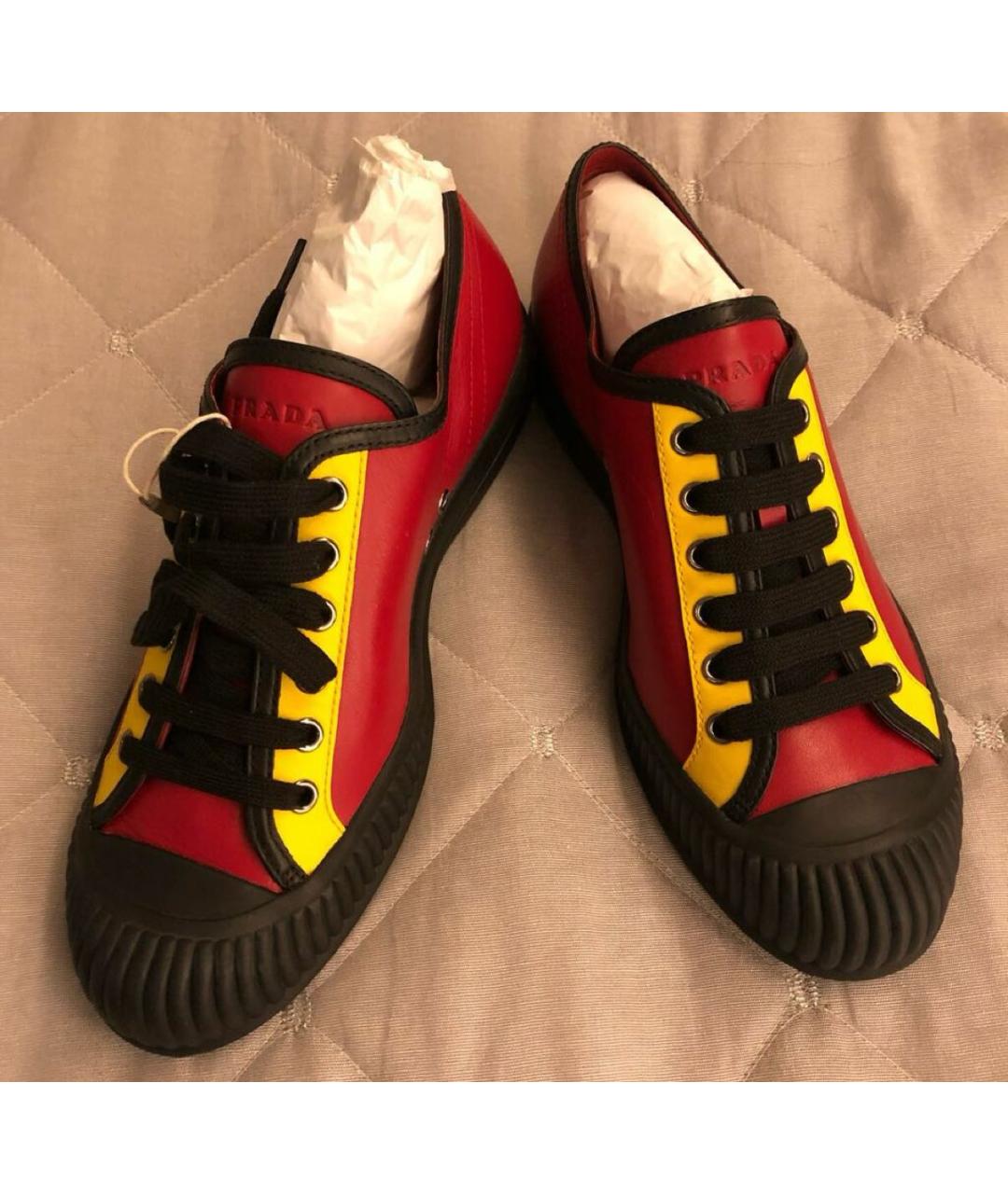 PRADA Красные кожаные кеды, фото 4