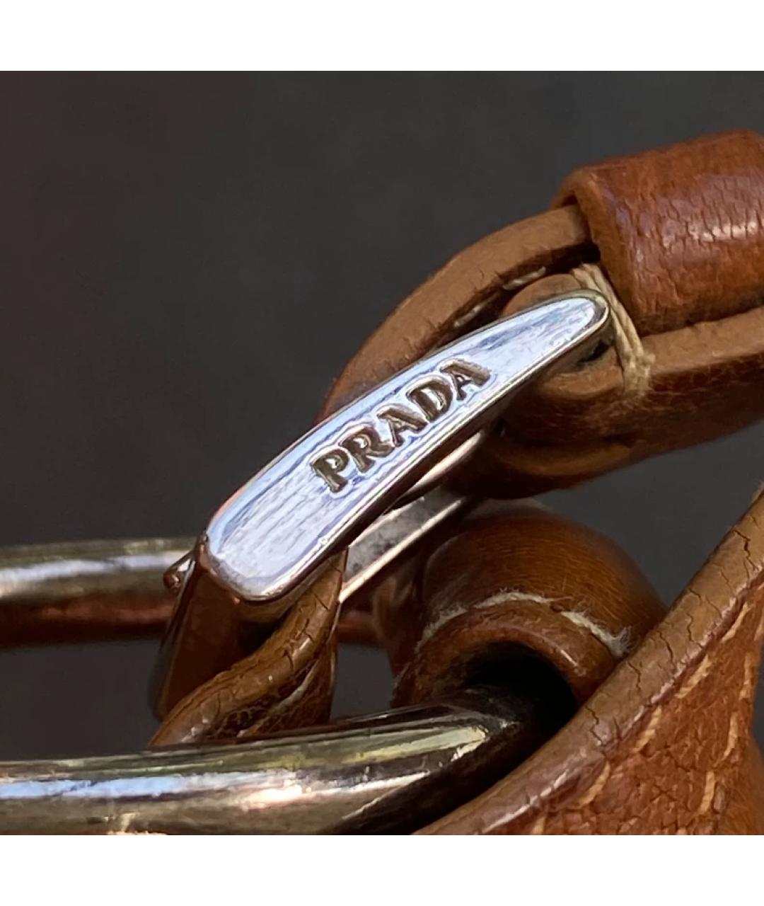PRADA Коричневая кожаная сумка с короткими ручками, фото 6