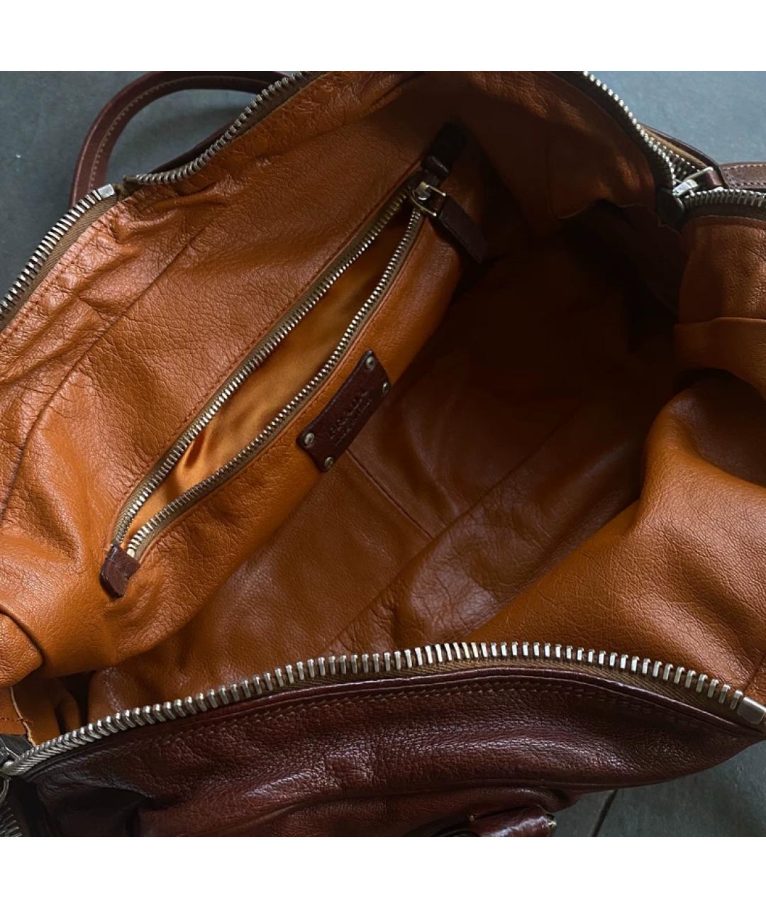 PRADA Коричневая кожаная сумка с короткими ручками, фото 5