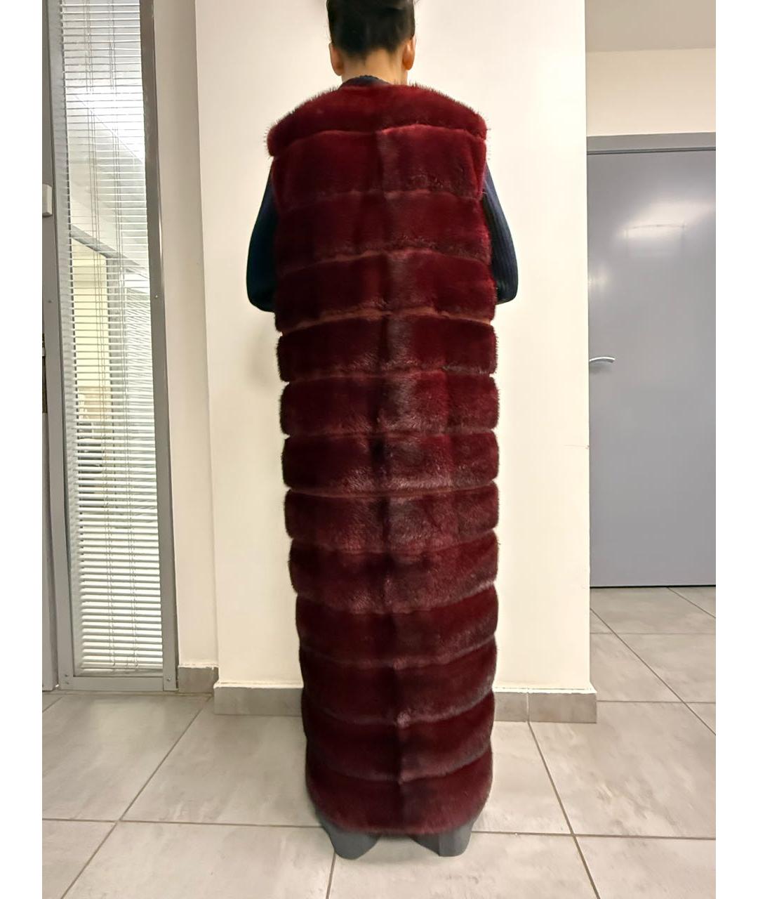 SIMONETTA RAVIZZA Бордовая меховая шуба, фото 3