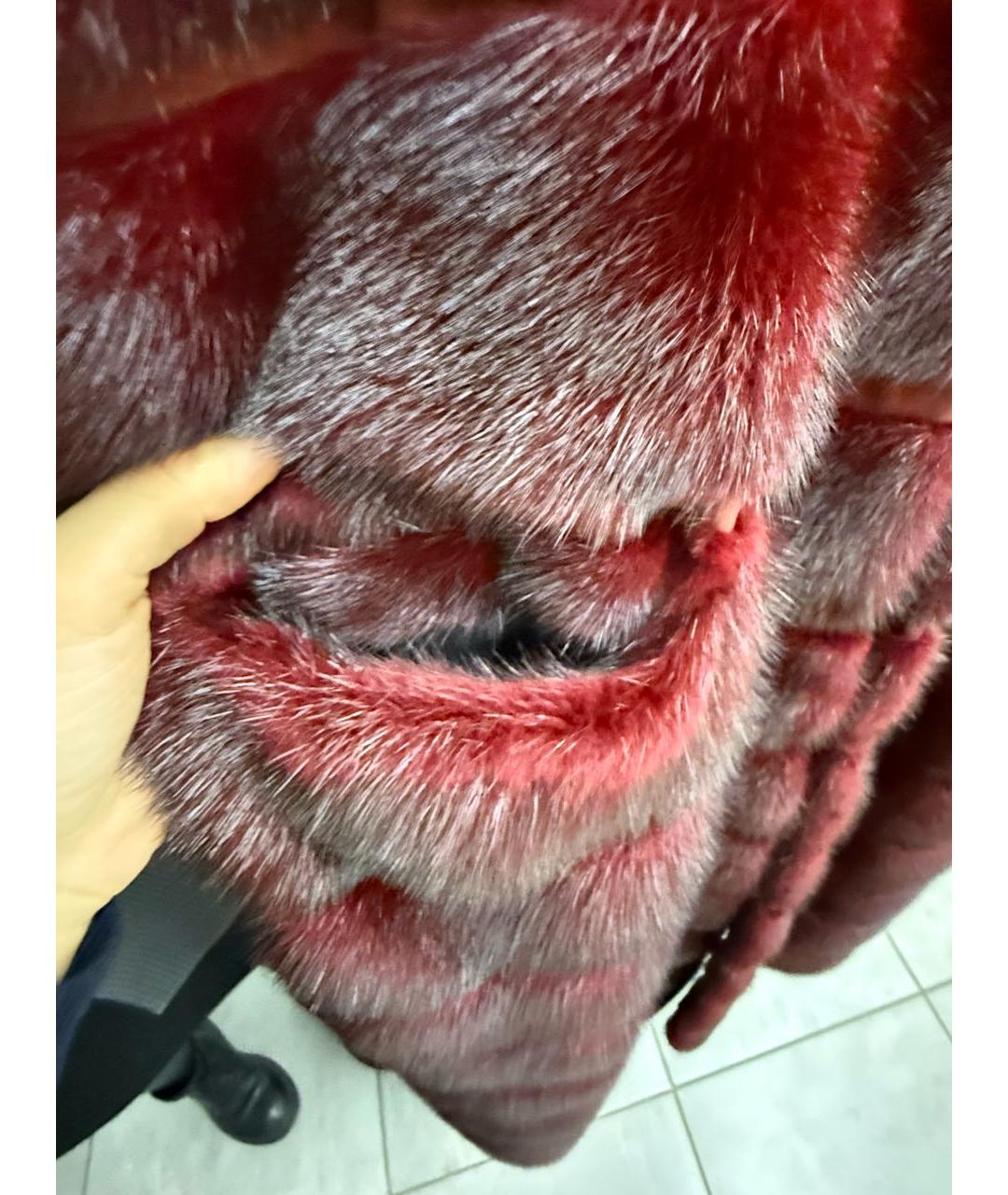 SIMONETTA RAVIZZA Бордовая меховая шуба, фото 7