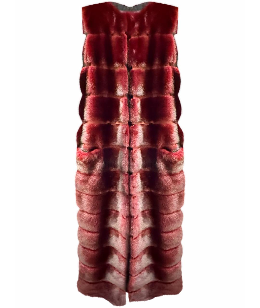 SIMONETTA RAVIZZA Бордовая меховая шуба, фото 1