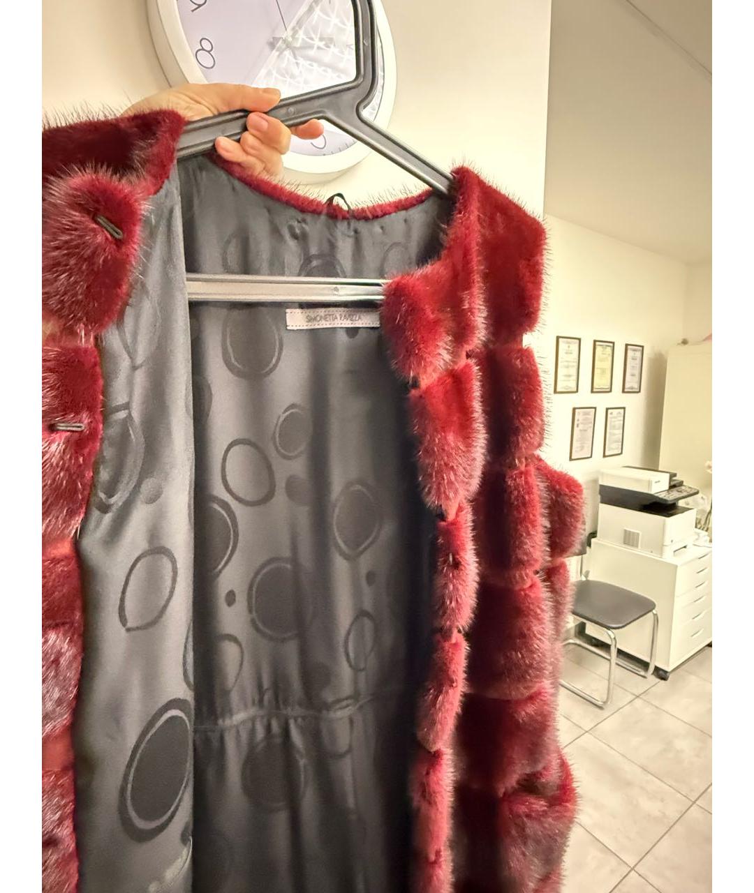 SIMONETTA RAVIZZA Бордовая меховая шуба, фото 5
