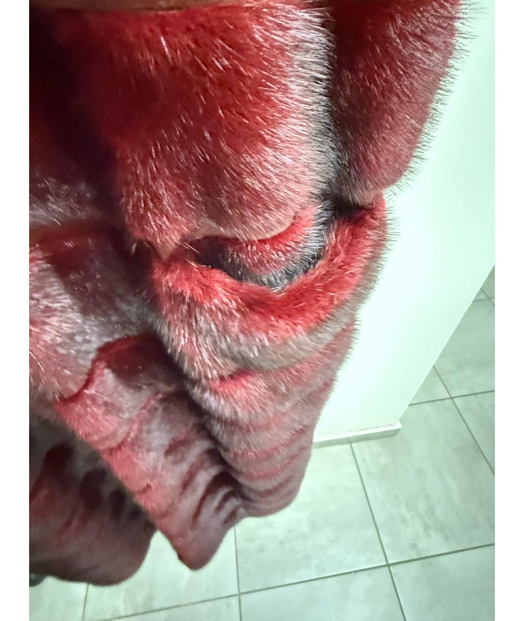 SIMONETTA RAVIZZA Бордовая меховая шуба, фото 8