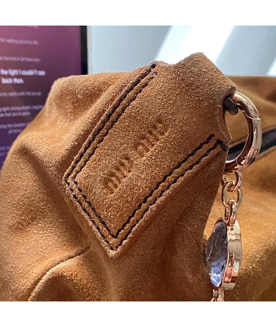 MIU MIU Горчичная кожаная сумка с короткими ручками, фото 8