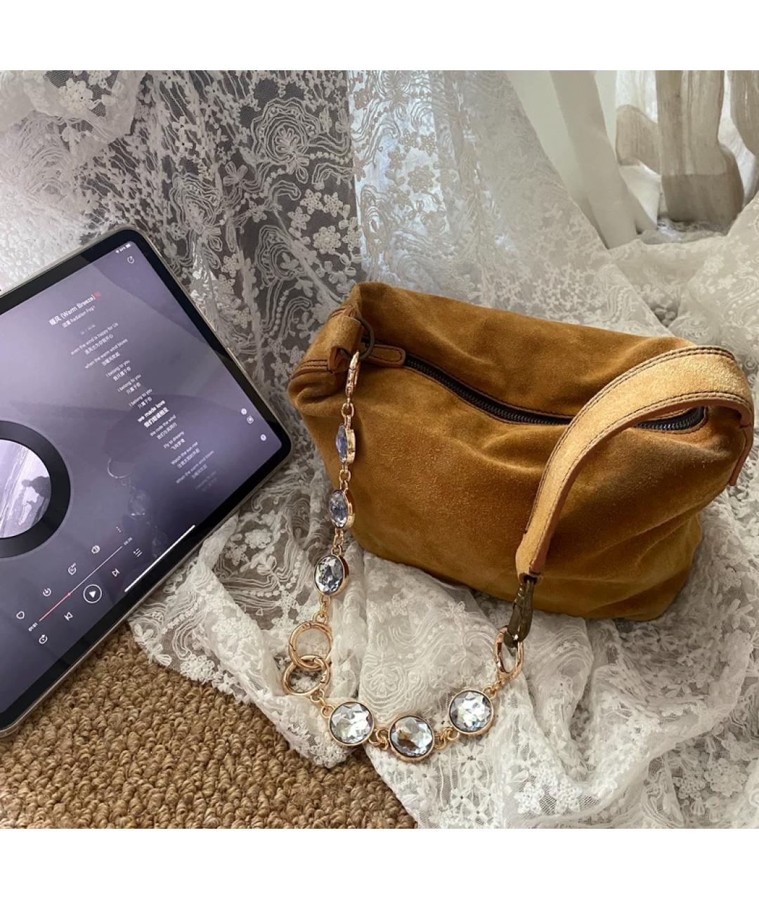 MIU MIU Горчичная кожаная сумка с короткими ручками, фото 2