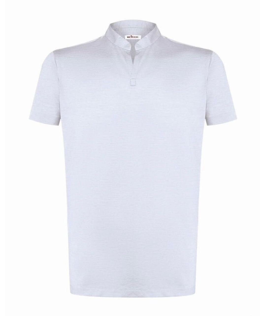 KITON Голубое хлопковое поло с коротким рукавом, фото 1