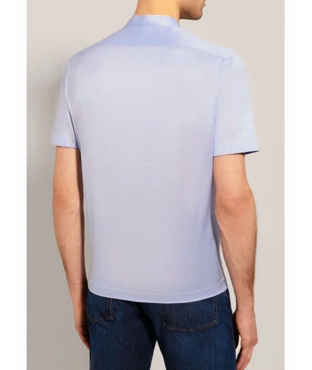 KITON Голубое хлопковое поло с коротким рукавом, фото 2