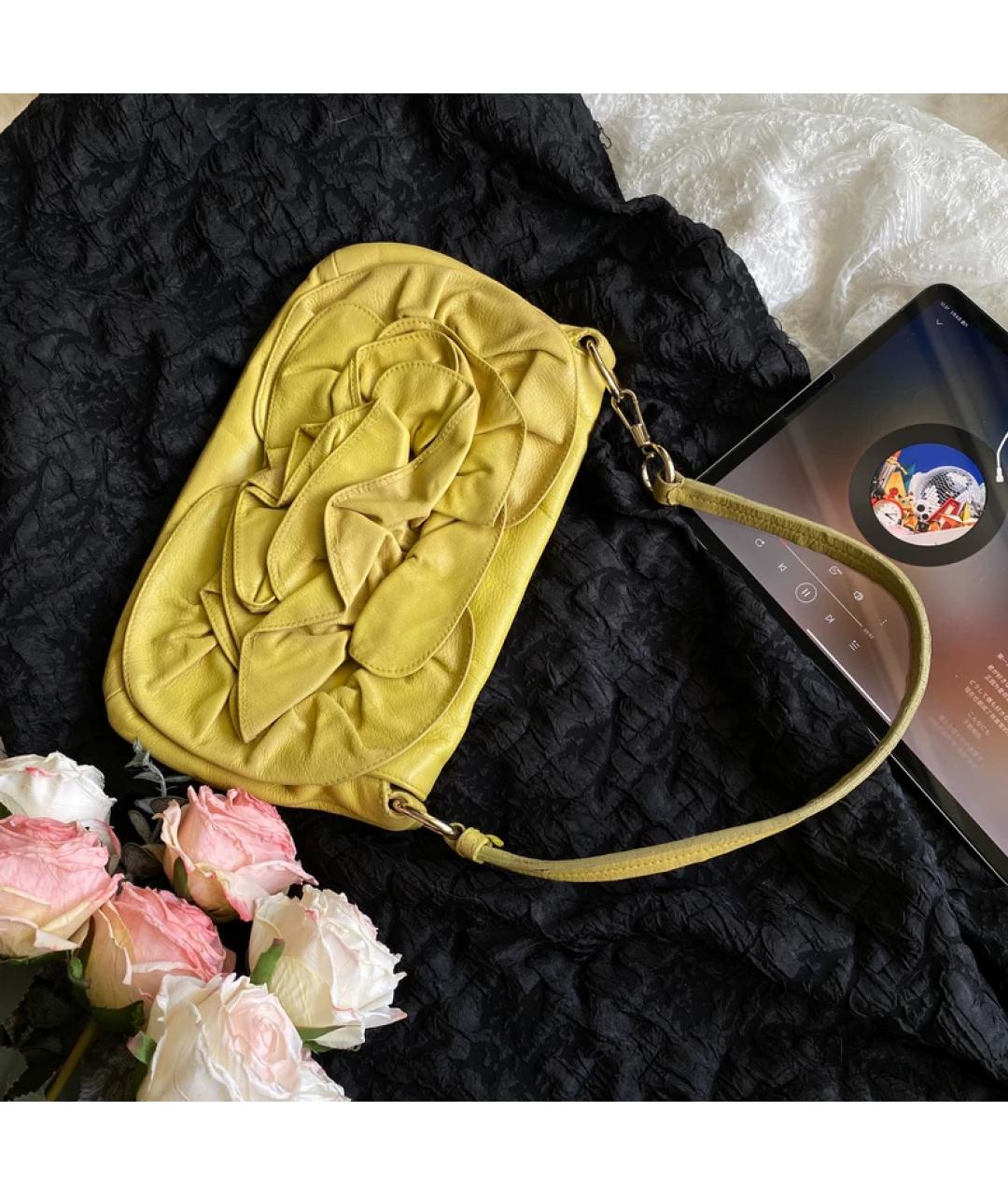 SAINT LAURENT Желтая сумка с короткими ручками, фото 6