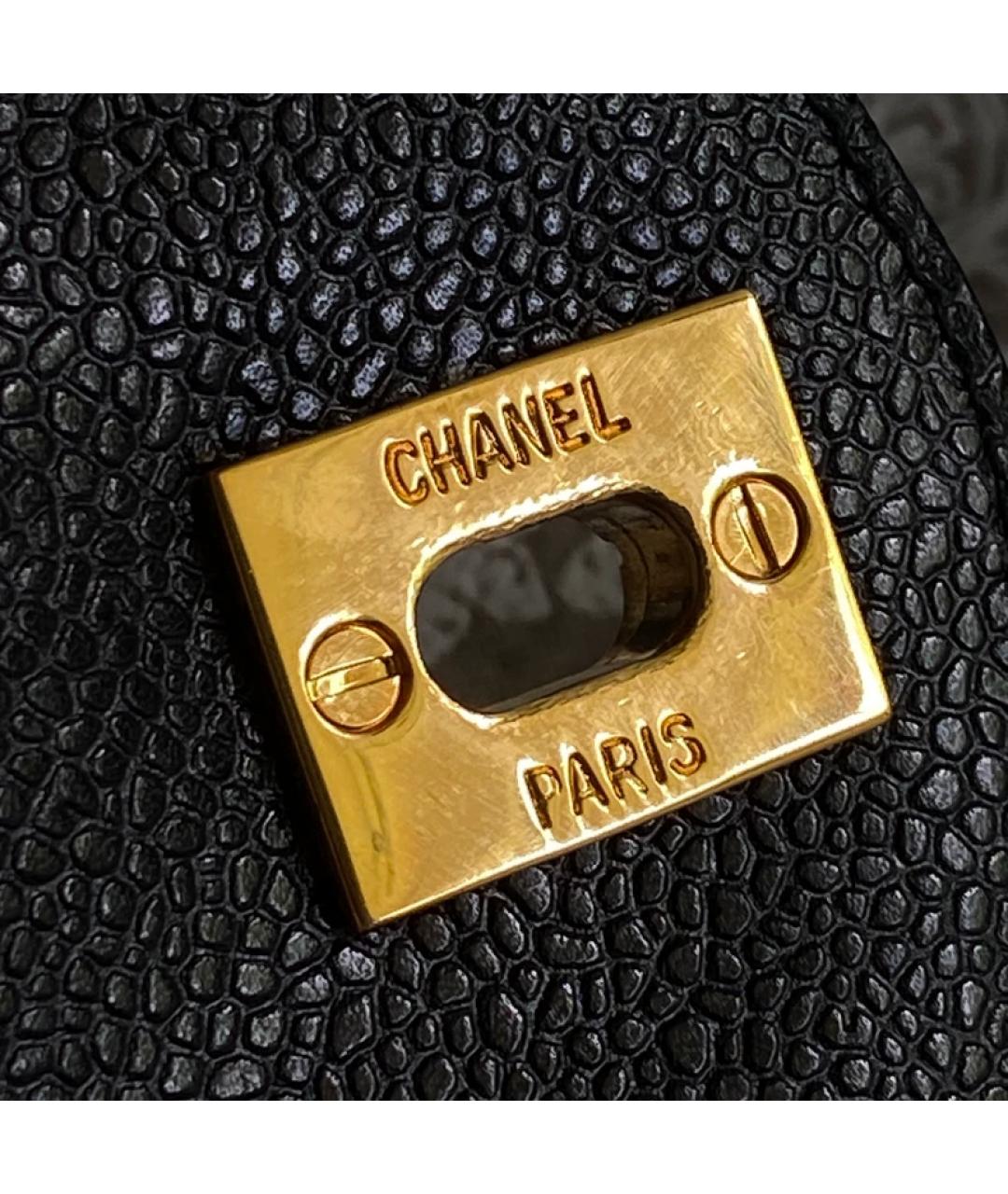 CHANEL Черная кожаная сумка с короткими ручками, фото 4