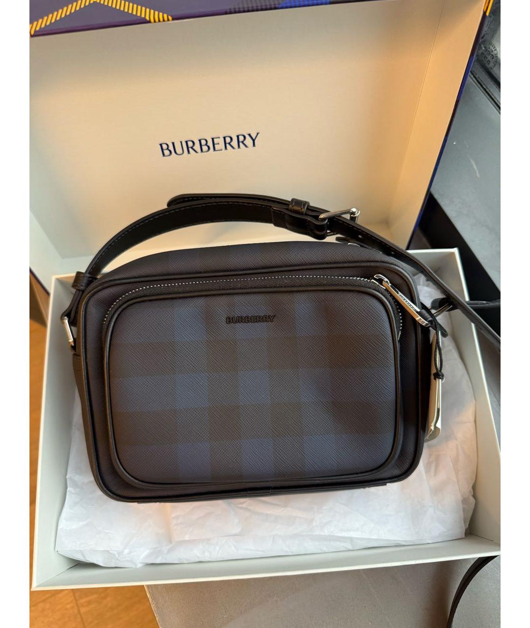 BURBERRY Синяя кожаная сумка на плечо, фото 4