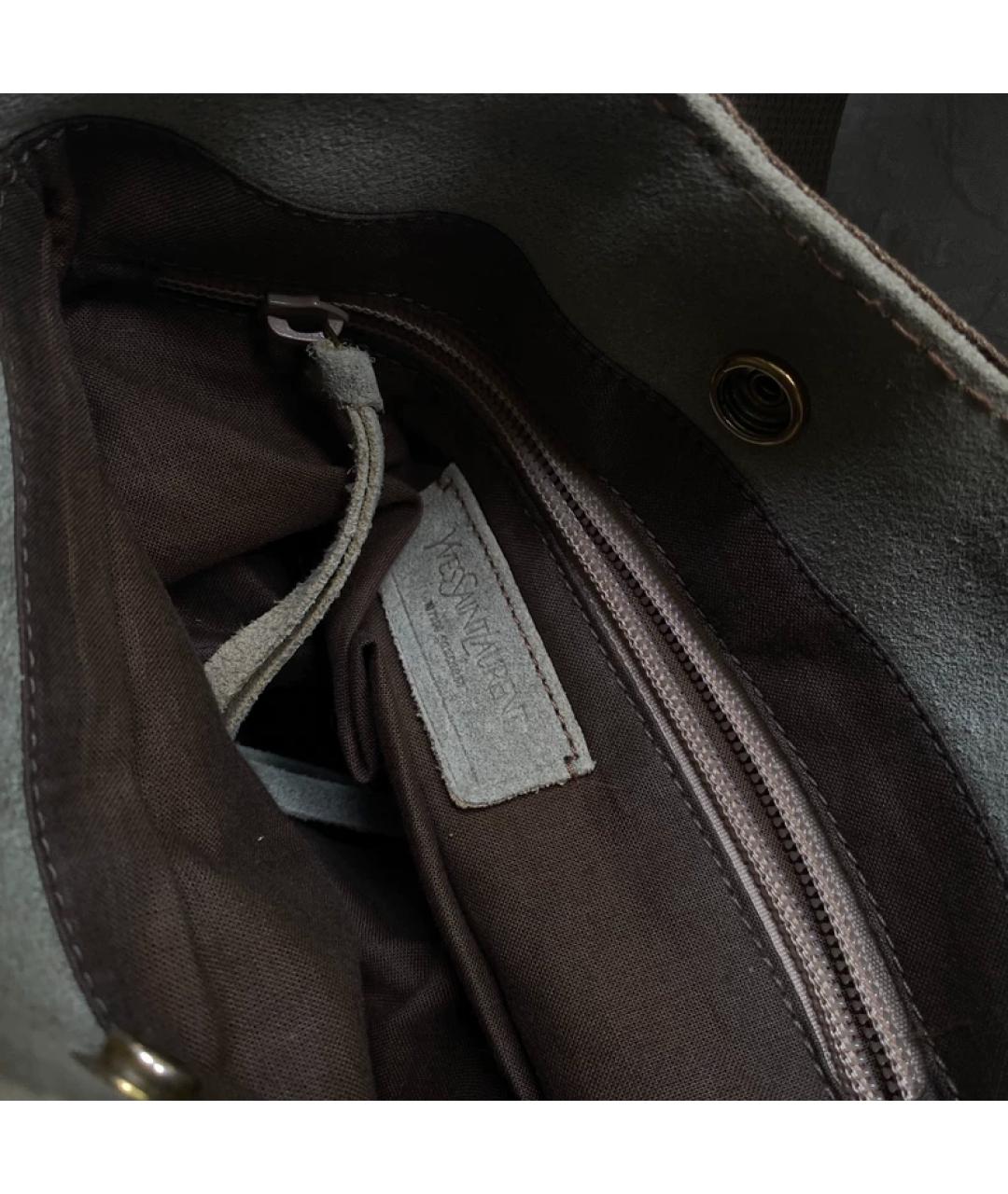 SAINT LAURENT Коричневая деним сумка с короткими ручками, фото 2