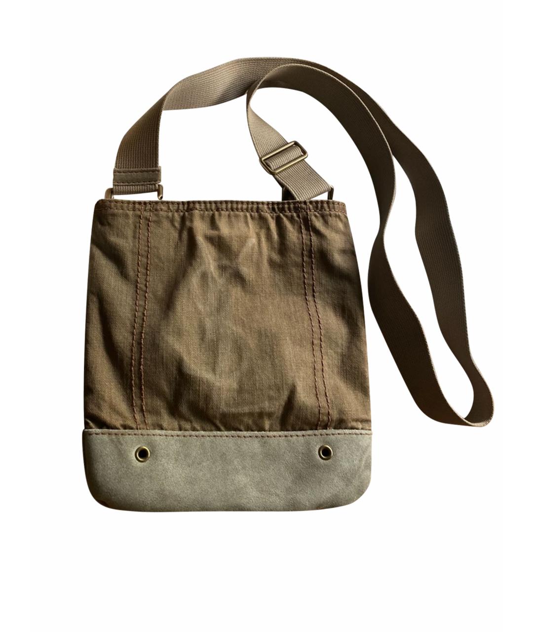 SAINT LAURENT Коричневая деним сумка с короткими ручками, фото 1