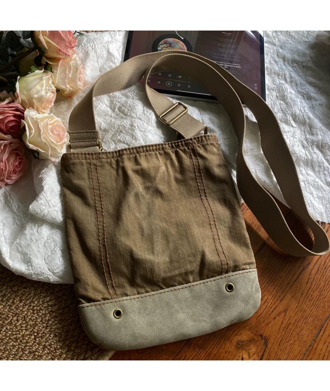 SAINT LAURENT Коричневая деним сумка с короткими ручками, фото 6