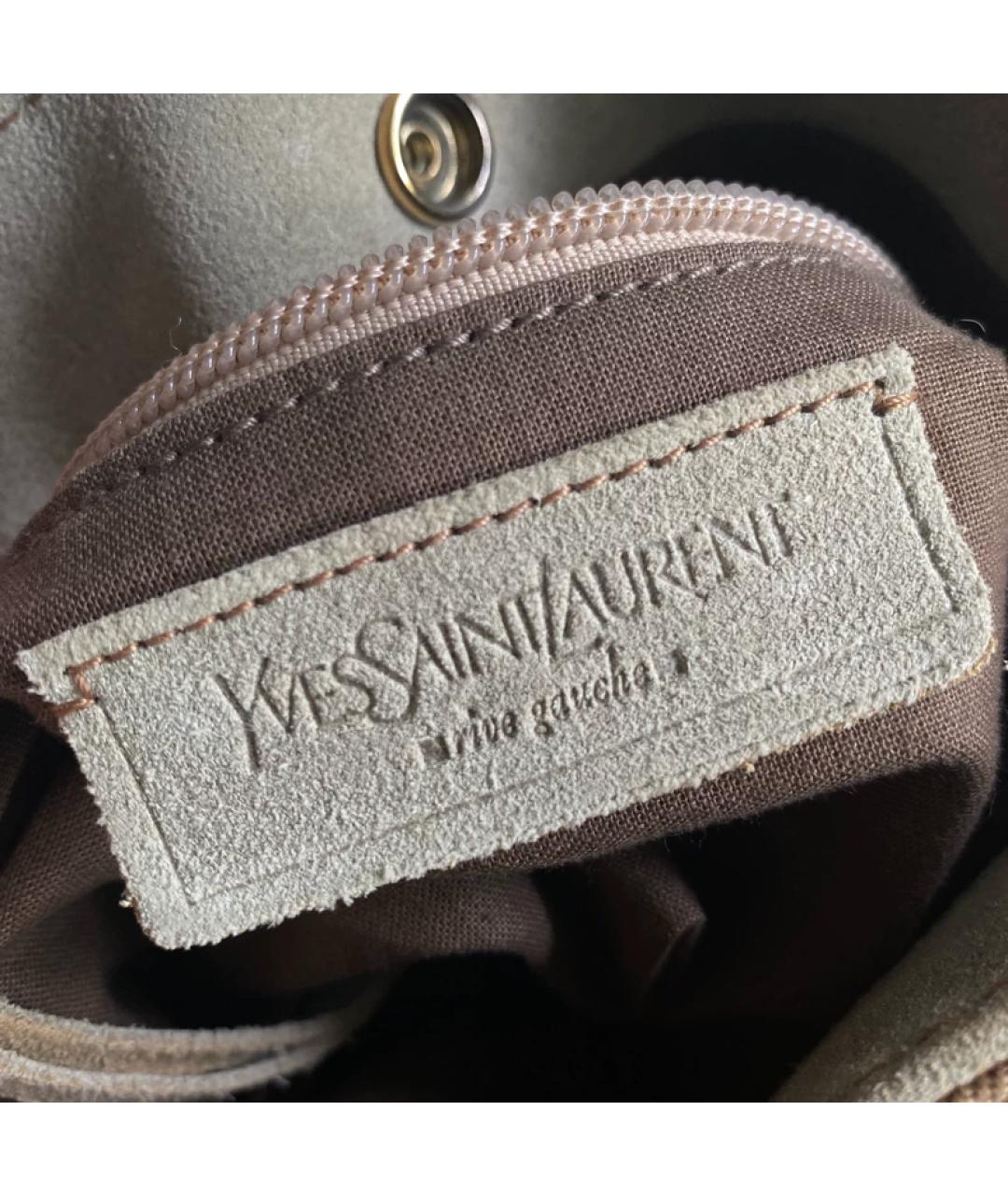 SAINT LAURENT Коричневая деним сумка с короткими ручками, фото 3